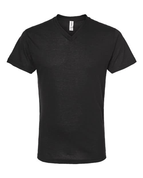 Tultex Men's Poly-Rich V-Neck T-Shirt in Black