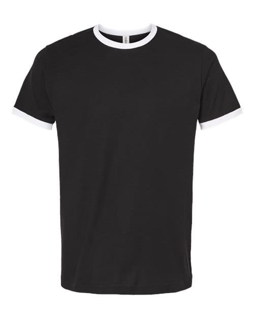 Tultex Unisex Fine Jersey Ringer T-Shirt in Black/ White