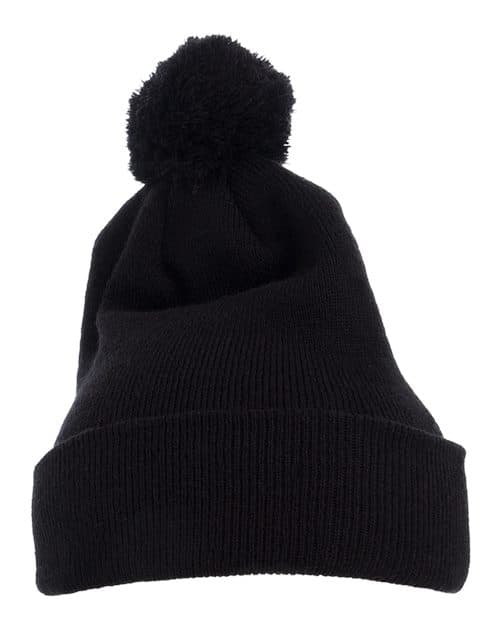 YP Classics Pom-Pom Cuffed Knit Beanie in Black