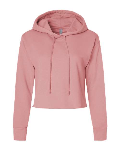 Next Level Women's Laguna Sueded Raw Edge Crop Hoodie Sweatshirt