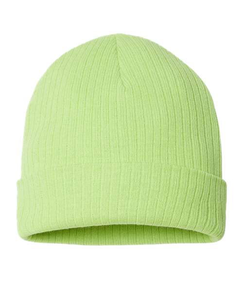 Atlantis Headwear Sustainable Rib Cuffed Beanie in Acid Green