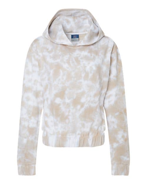 MV Sport Women's Sueded Fleece Tie-Dyed Crop Hooded Sweatshirt