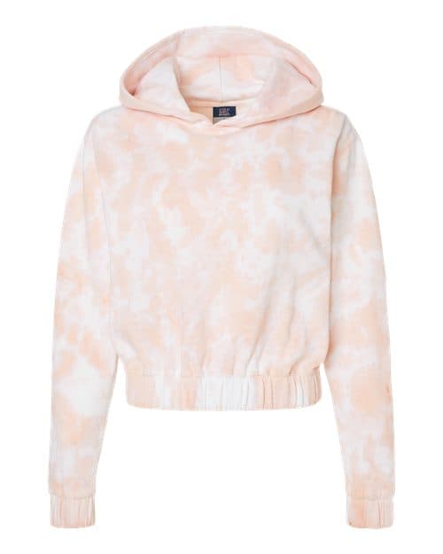 MV Sport Women's Sueded Fleece Tie-Dyed Crop Hooded Sweatshirt