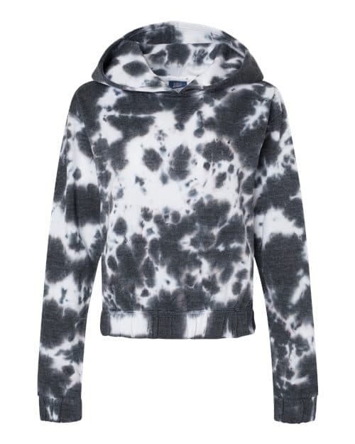 MV Sport Women's Sueded Fleece Tie-Dyed Crop Hooded Sweatshirt