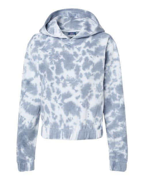 MV Sport Women's Sueded Fleece Tie-Dyed Crop Hooded Sweatshirt