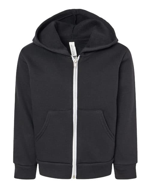 BELLA + CANVAS Toddler Sponge Fleece Full-Zip Hoodie Sweatshirt in Black
