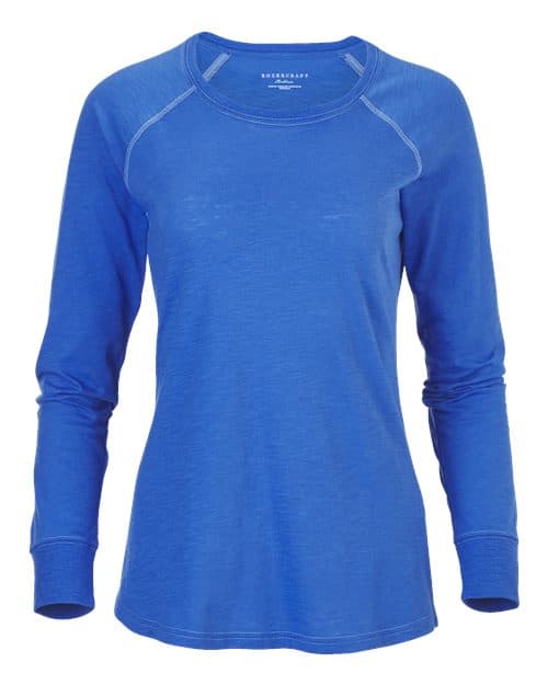 Boxercraft Women's Solid Preppy Patch Long Sleeve T-Shirt