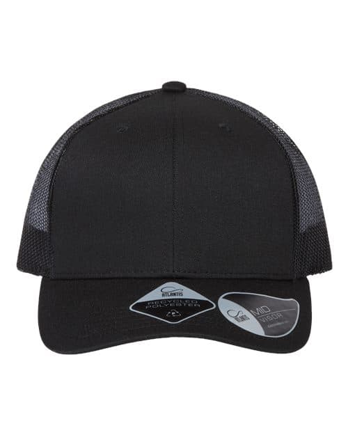 Atlantis Headwear Sustainable Trucker Cap in Black/ Black