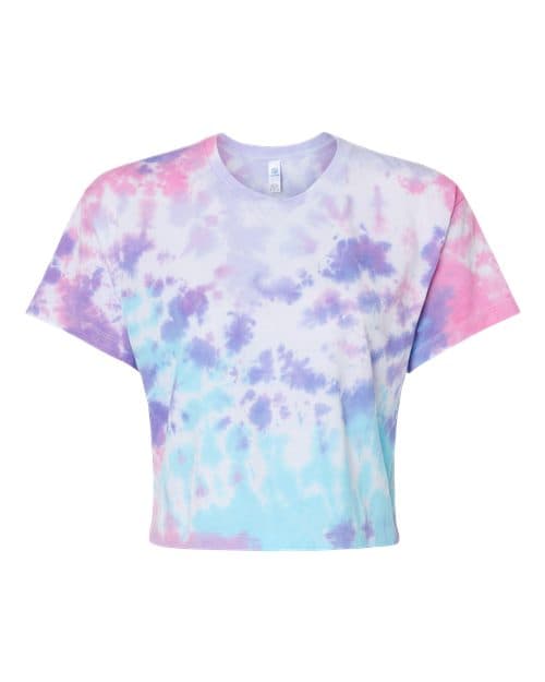 Colortone Women's Tie-Dyed Crop T-Shirt in Cotton Candy