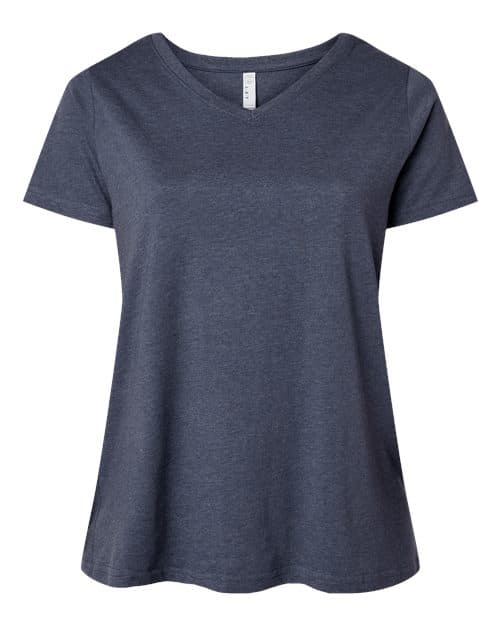 LAT Women's Curvy Collection Fine Jersey V-Neck Tee