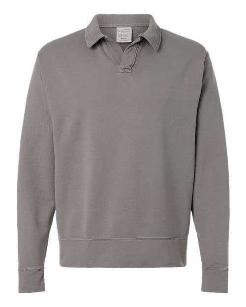 ComfortWash by Hanes Unisex Garment-Dyed Polo Collar Sweatshirt in Cactus