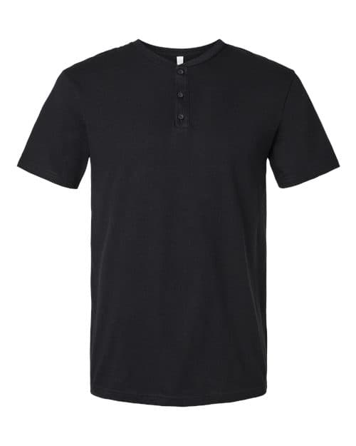 American Apparel Unisex CVC Henley Tee in Black