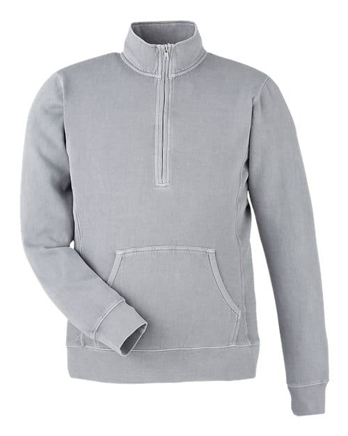 J. America Unisex Pigment-Dyed Fleece Quarter-Zip Pullover in Cloud
