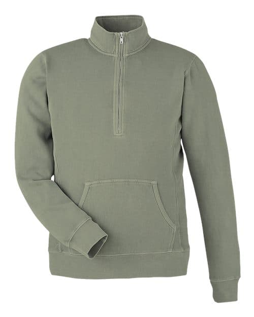 J. America Unisex Pigment-Dyed Fleece Quarter-Zip Pullover