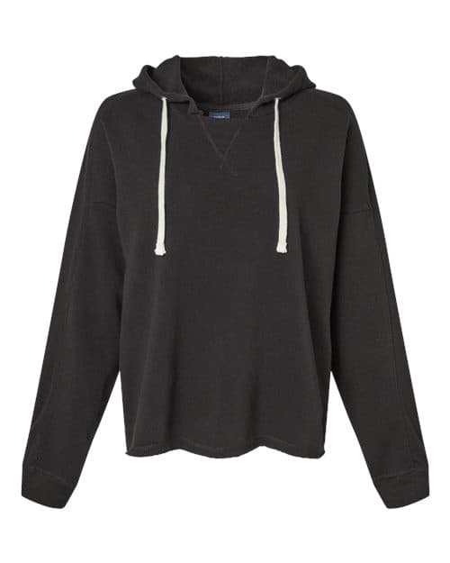 MV Sport Women's Angel Fleece Crop Hooded Sweatshirt in Black