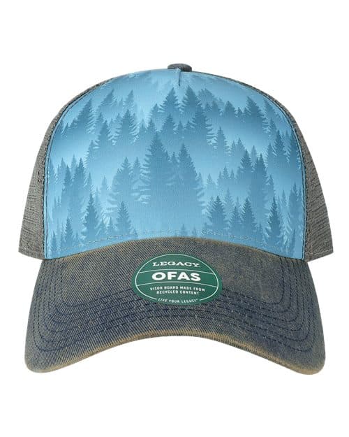 LEGACY Old Favorite Five-Panel Trucker Cap in Blue Pines