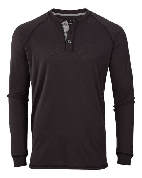 Boxercraft Unisex Henley Long Sleeve T-Shirt in Black