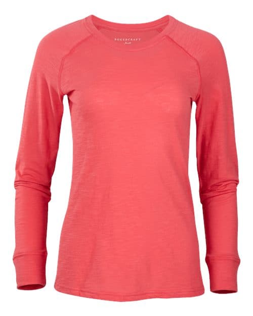 Boxercraft Women's Solid Preppy Patch Long Sleeve T-Shirt
