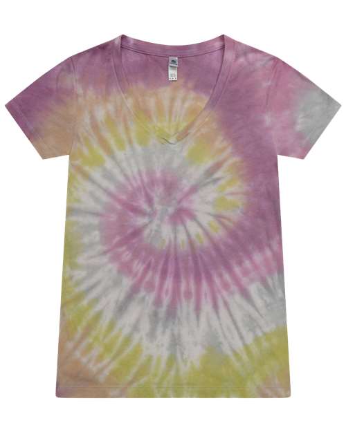 Colortone Women's Tie-Dyed V-Neck T-Shirt