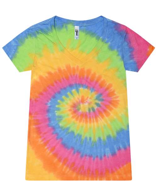 Colortone Women's Tie-Dyed V-Neck T-Shirt