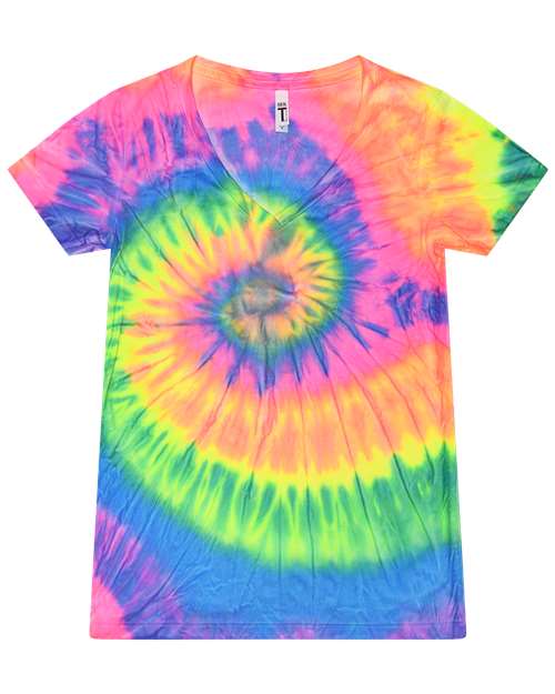 Colortone Women's Tie-Dyed V-Neck T-Shirt
