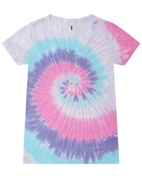 Colortone Women's Tie-Dyed V-Neck T-Shirt