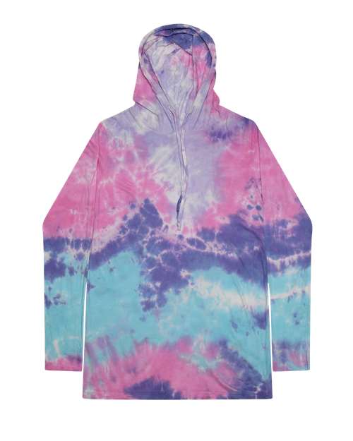Colortone Unisex Tie-Dyed Hooded Long Sleeve T-Shirt