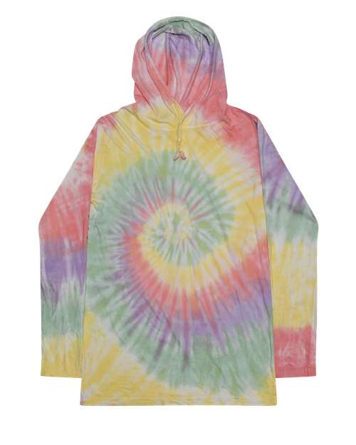 Colortone Unisex Tie-Dyed Hooded Long Sleeve T-Shirt