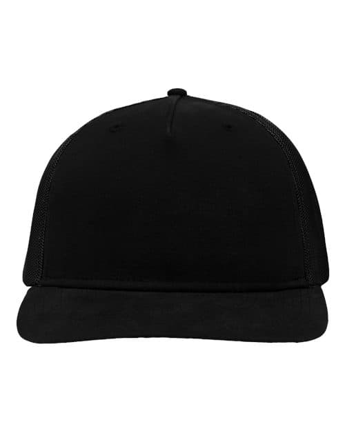 Sportsman Modern Five-Panel Trucker Fit Cap in Black/ Black