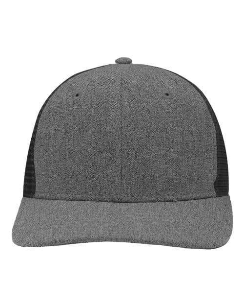 Sportsman Modern Six-Panel Trucker Fit Cap in Black Heather/ Black