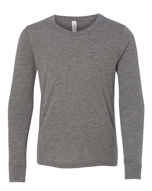 BELLA + CANVAS Youth Triblend Long Sleeve Tee in Grey Triblend