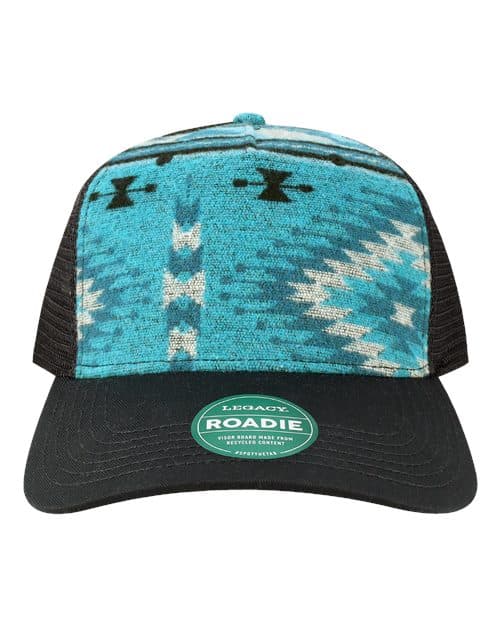 LEGACY Five-Panel Adjustable Cap in Aqua Aztec/ Black