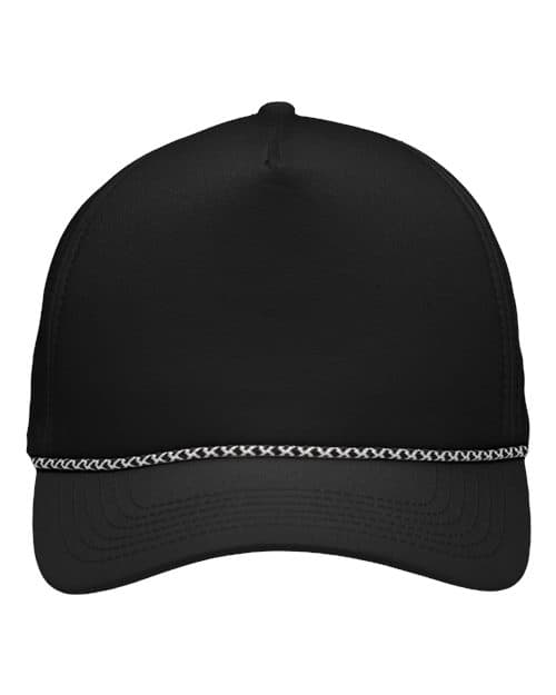 Sportsman Five-Panel Rope Heritage Fit Cap in Black