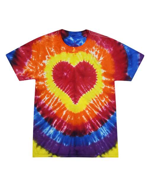 Colortone Unisex Shapes Tie-Dyed T-Shirt in Multicolor Heart