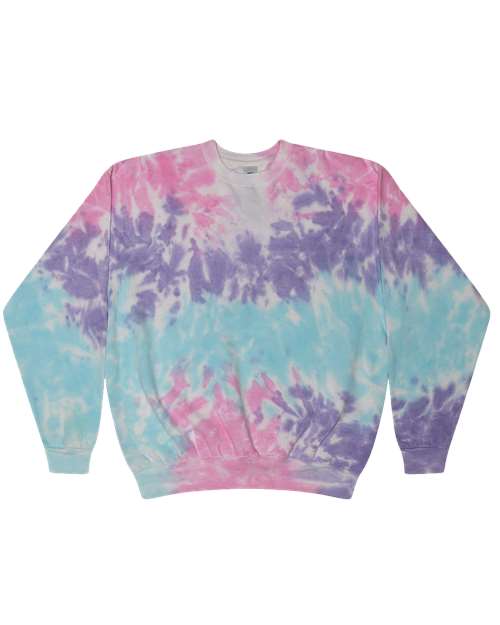 Colortone Unisex Tie-Dyed Fleece Crewneck Sweatshirt in Cotton Candy