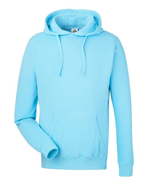 J. America Unisex Pigment-Dyed Fleece Hooded Sweatshirt in Capri