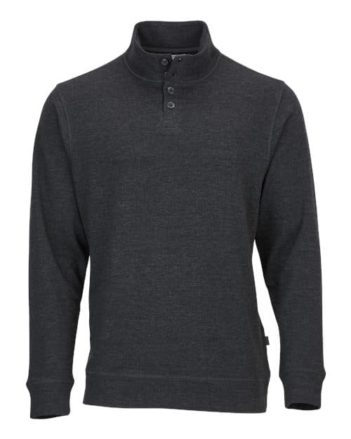 Boxercraft Men's French Terry Button Pullover in Charcoal Heather