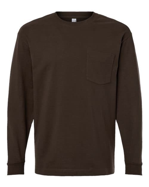 American Apparel Unisex Super Heavyweight Long Sleeve Pocket Tee