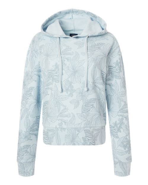 MV Sport Women's Maddie Floral Print Hooded Sweatshirt in Arctic Blue