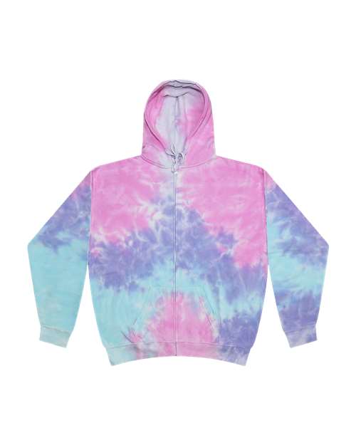 Colortone Unisex Tie-Dyed Full-Zip Hooded Sweatshirt