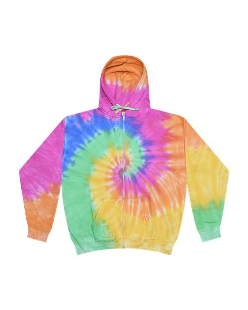 Colortone Unisex Tie-Dyed Full-Zip Hooded Sweatshirt