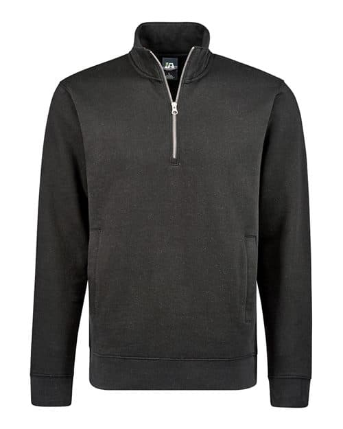 J. America Unisex BTB Fleece Quarter-Zip Sweatshirt in Black