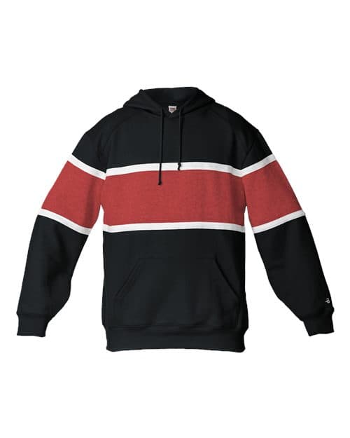 Badger Unisex United Athletic Fleece Hooded Sweatshirt in Black/ Red/ White