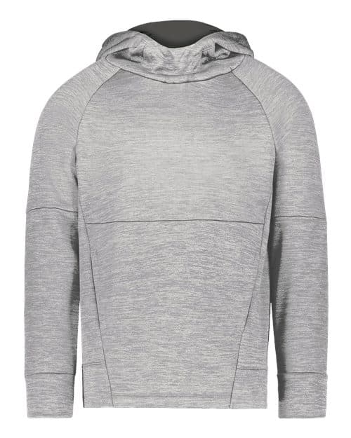 Holloway Youth All-Pro Performance Fleece Hooded Sweatshirt in Athletic Grey Heather/ Iron