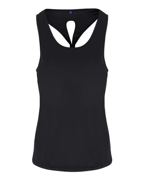 TriDri Women's Knot Back Venus Tank Top in Black