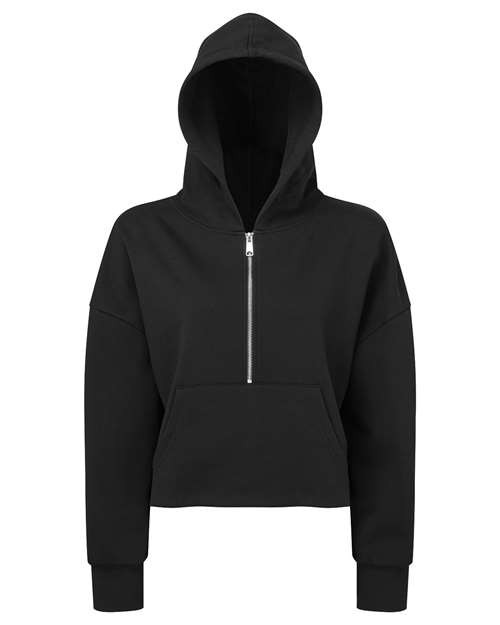 TriDri Women's Alice Half-Zip Hooded Sweatshirt in Black