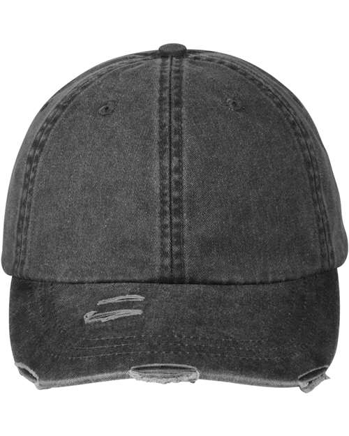 Adams Headwear Classic Pigment Distressed Dad Hat in Black