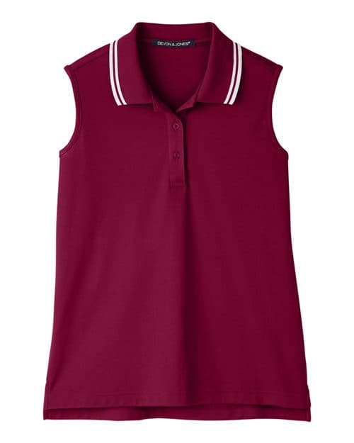 Devon & Jones Women's CrownLux Performance® Plaited Tipped Sleeveless Polo