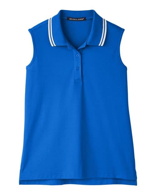 Devon & Jones Women's CrownLux Performance® Plaited Tipped Sleeveless Polo