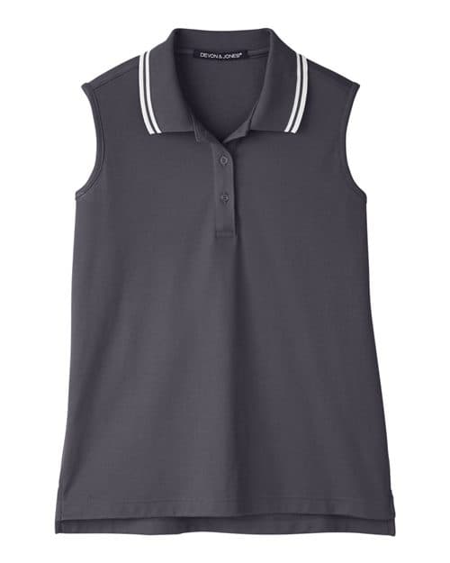 Devon & Jones Women's CrownLux Performance® Plaited Tipped Sleeveless Polo